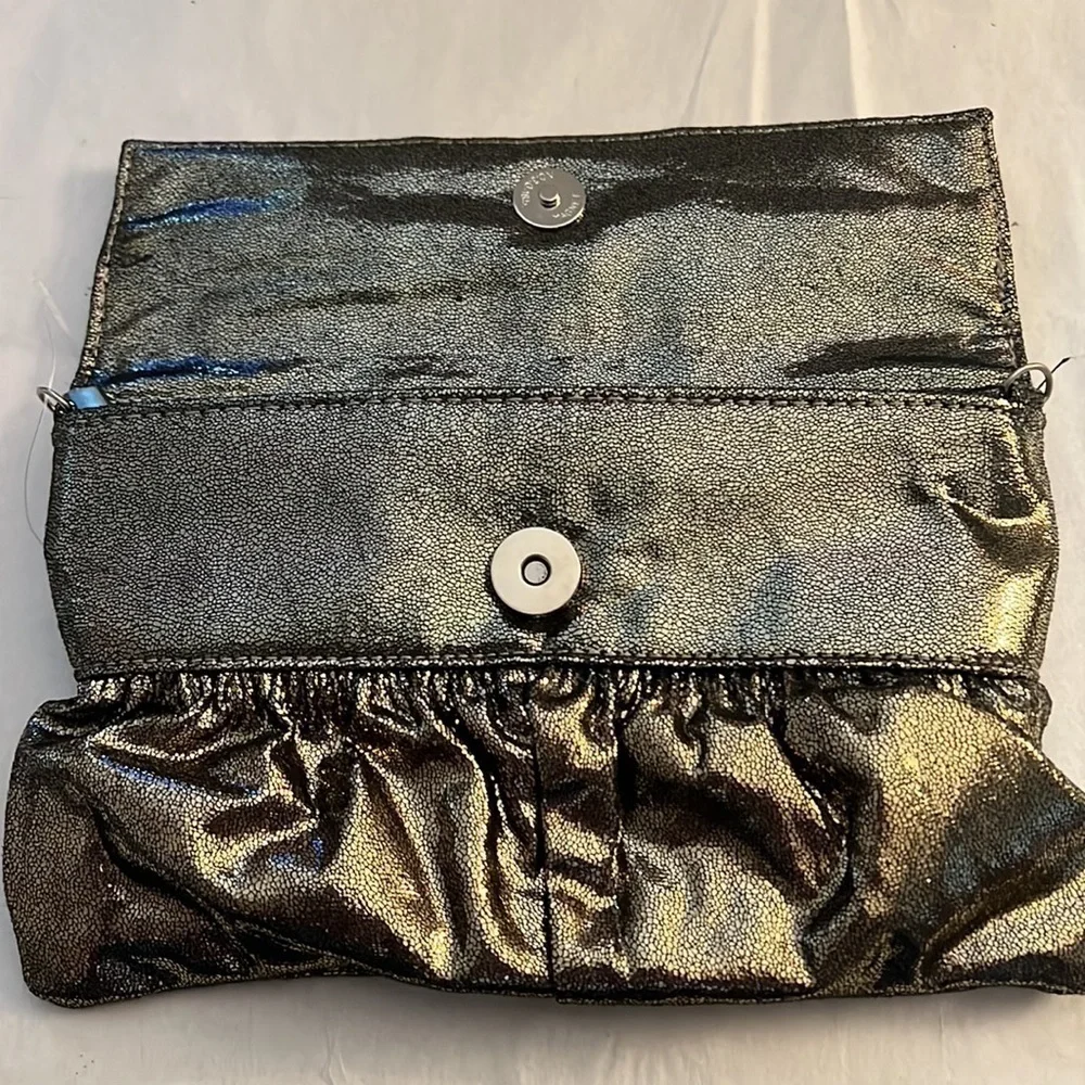 Pewter / rhinestone formal night flap pewter clutch‎ bag